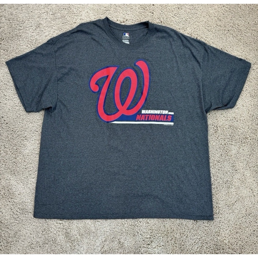 Washington‎ Nationals T-Shirt Men's 3XL Gray Heathered Logo Short Sleeve MLB Tee